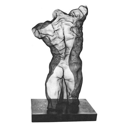 A powerful man sculpture  titled STRONG BACK by sculptor David Begbie
