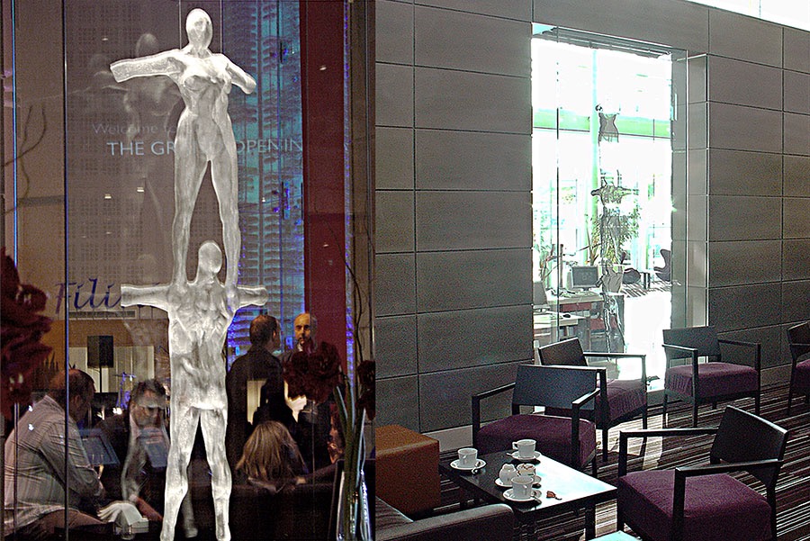 Silver totem-sculpture  for the airport Stansted, London