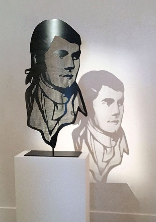 Robert Burns Portrait in half-transparent steel