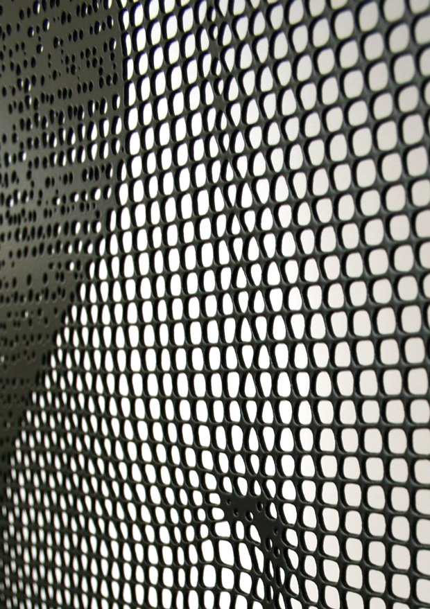 black and white pattern of semi-transparent artwork by David Begbie