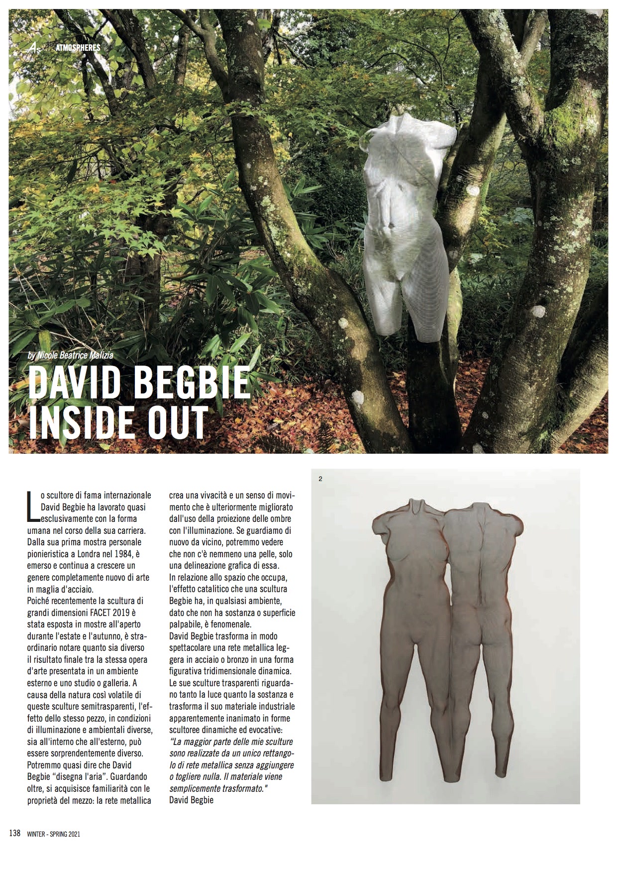 An article about artist David Begbie in AtStyle Magazine