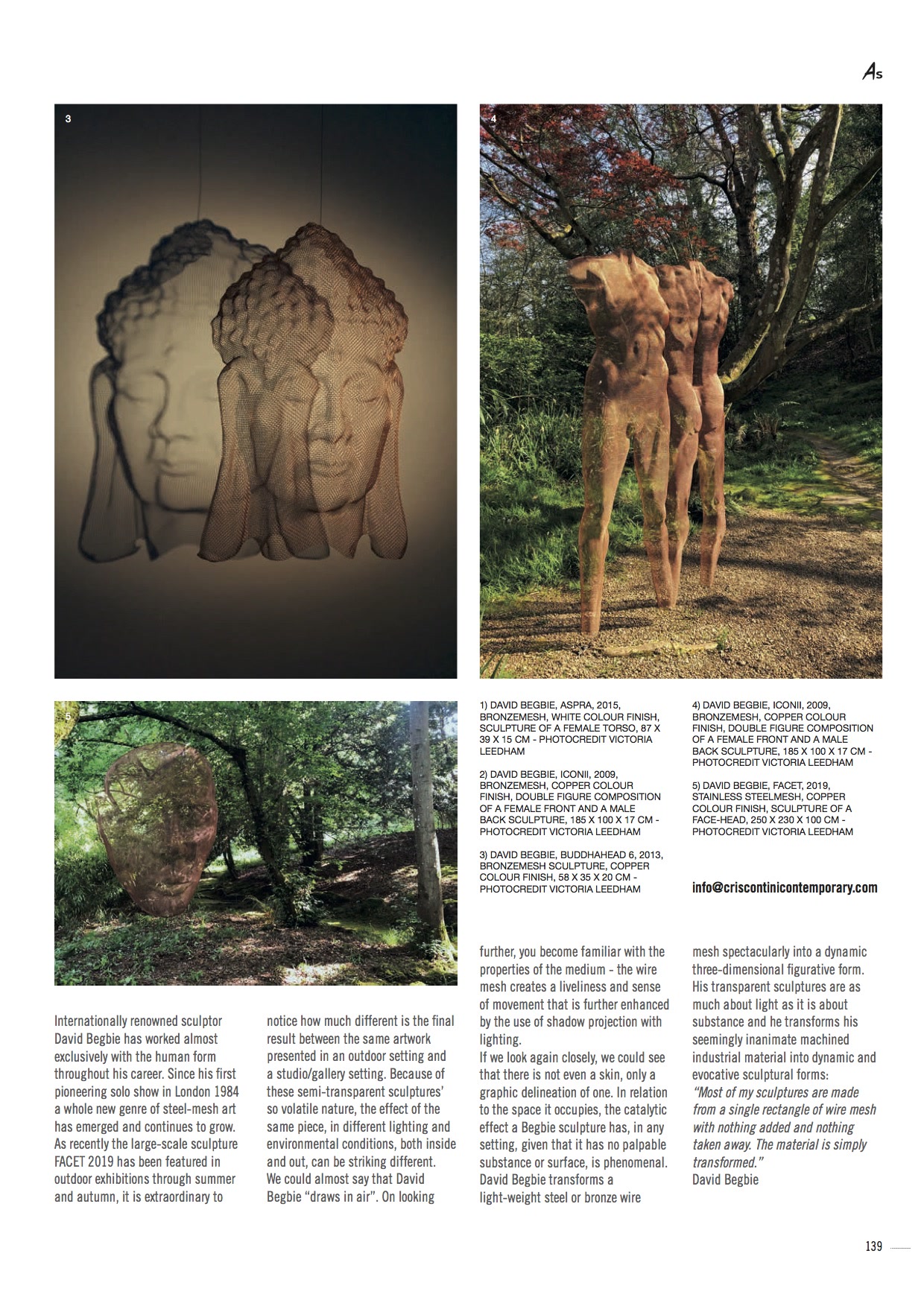 Page of ArtStyle Magazine 2021, article about artist David Begbie