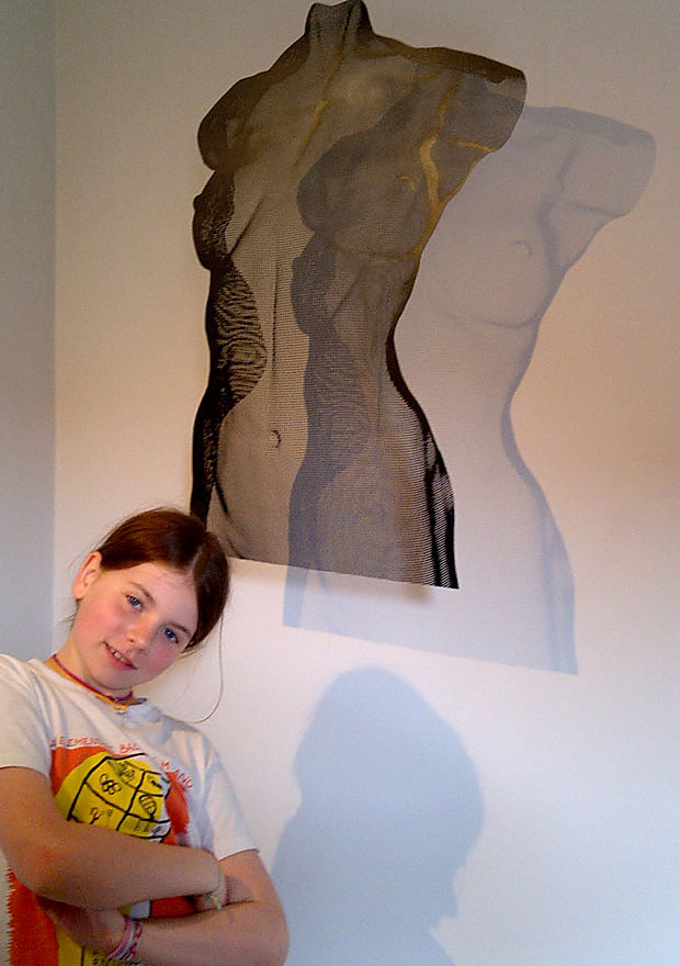 Female torso sculpture with shadow as it is half transparent - client image