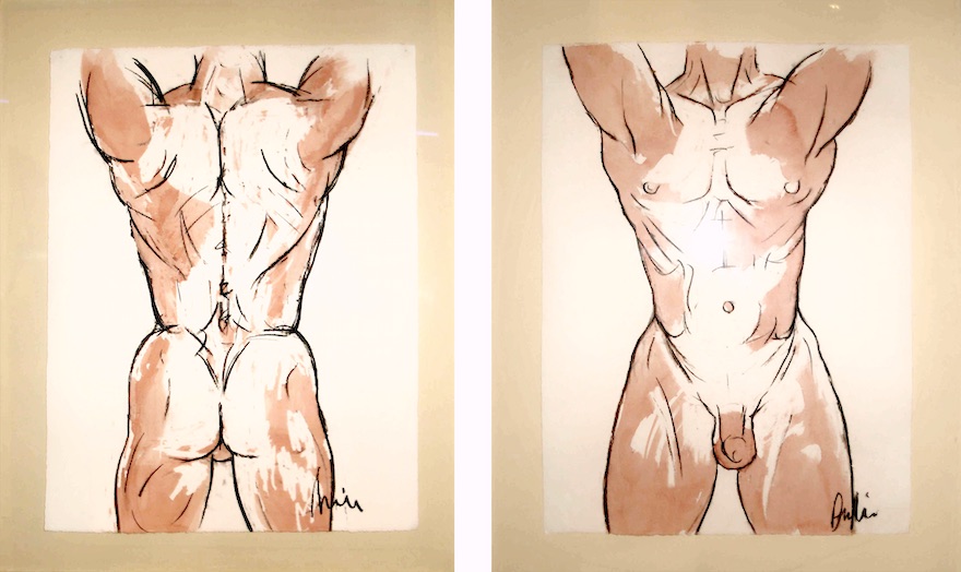 Male nude studies - fine art drawings by artist David Begbie