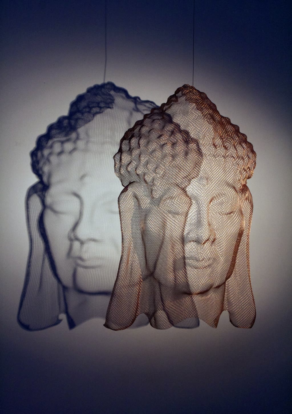 The face of a Buddha Figure made from Wire-Mesh